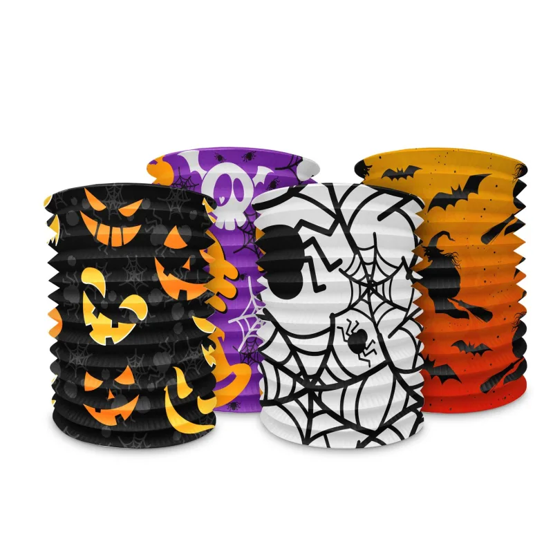 Lampión valec Halloween papier 15x15cm v sáčku (bez paličky) 4 druhy karneval