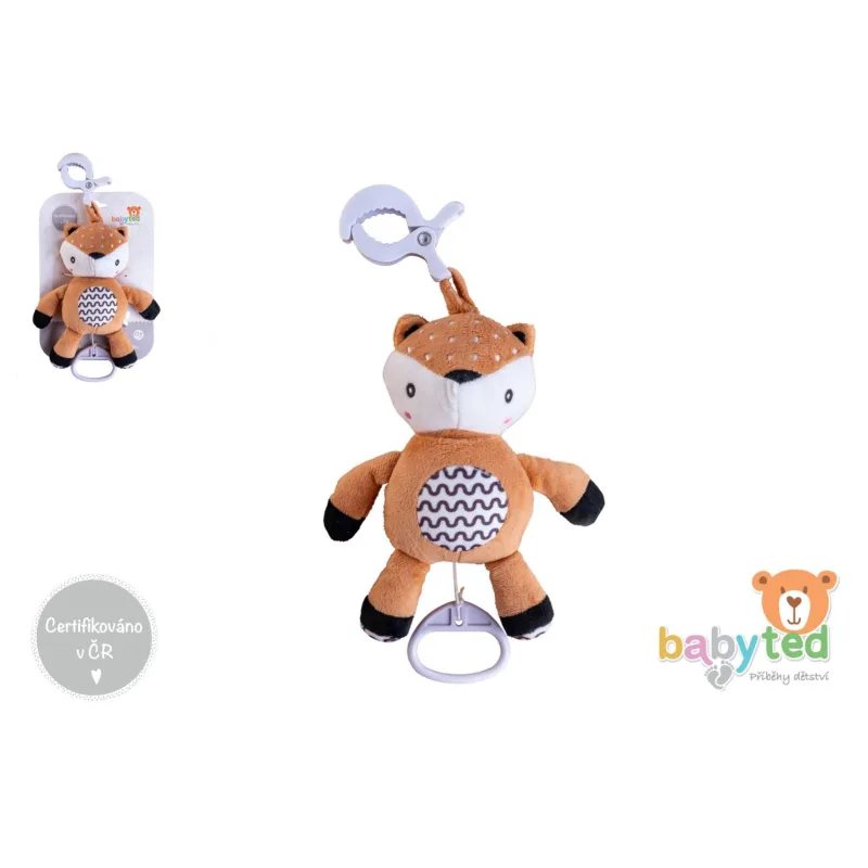 babyted Srneček babyted natahovací hrací strojek plyš 30cm závěs na postýlku/kočárek na kartě v sáčku 0m+