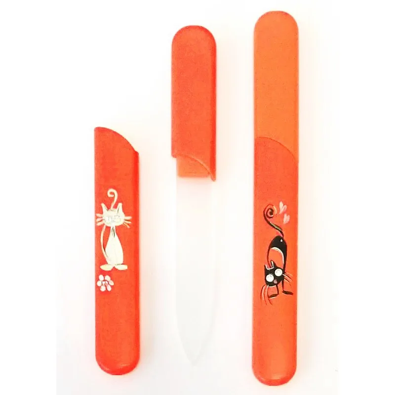 BOHEMIA CRYSTAL Sklenený pilník s krytkou Orange - ručne maľovaný s kryštálmi Swarovski