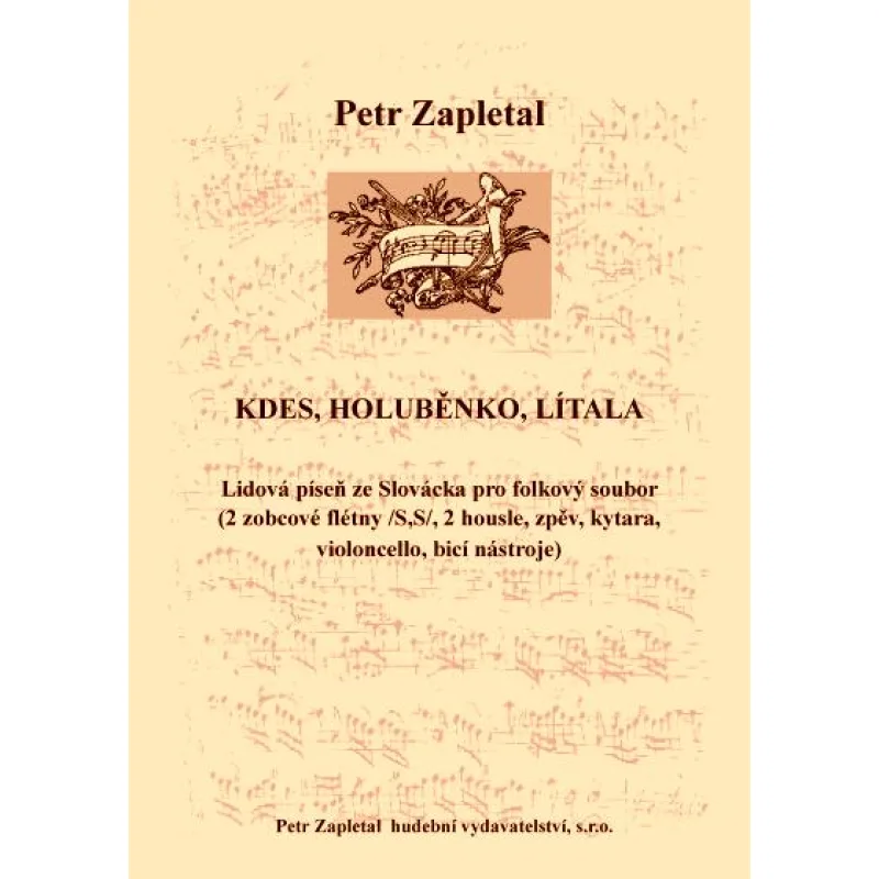 NotaNota „Kdes, holuběnko, lítala“ pro folkový soubor