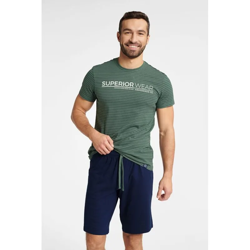 Pánske pyžamo Webber zelené s pruhmi M