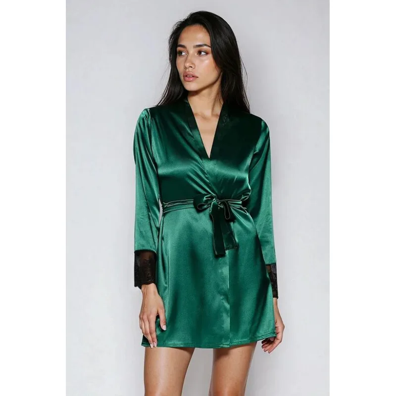 Saténový župan Hailey zelený XL