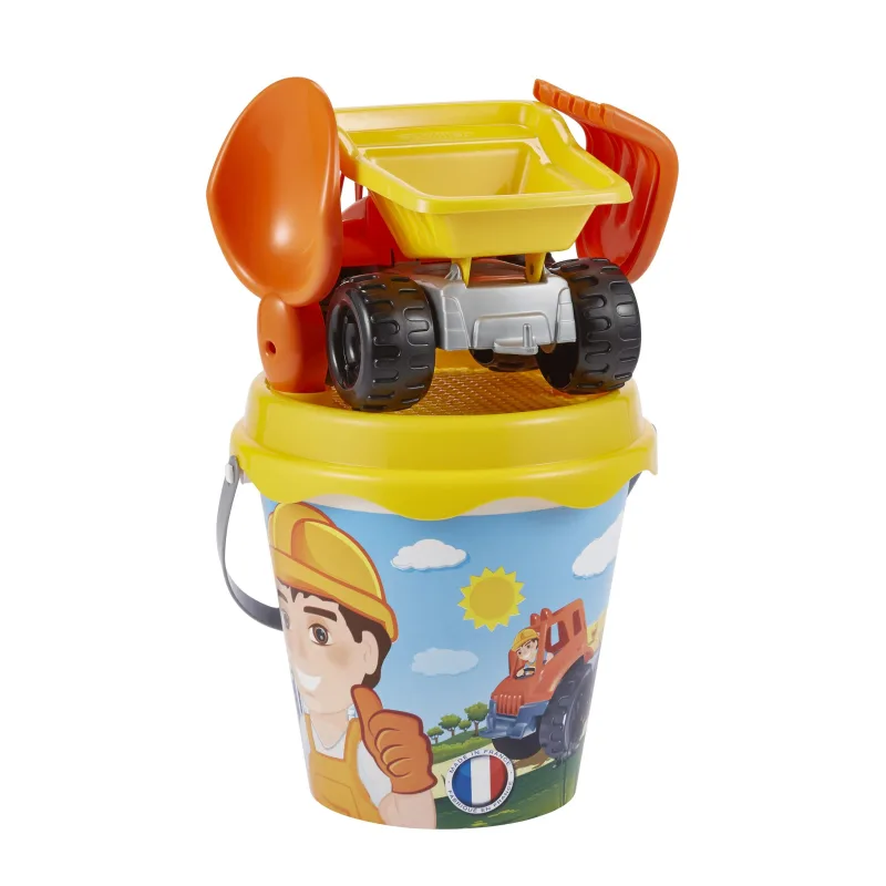 Ecoiffier Plážové vedro Ecoiffier so stavebným autíčkom a príslušenstvom, 17 cm