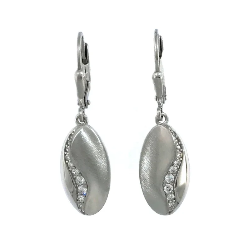 Strieborné visiace náušnice oválky so zirkónmi