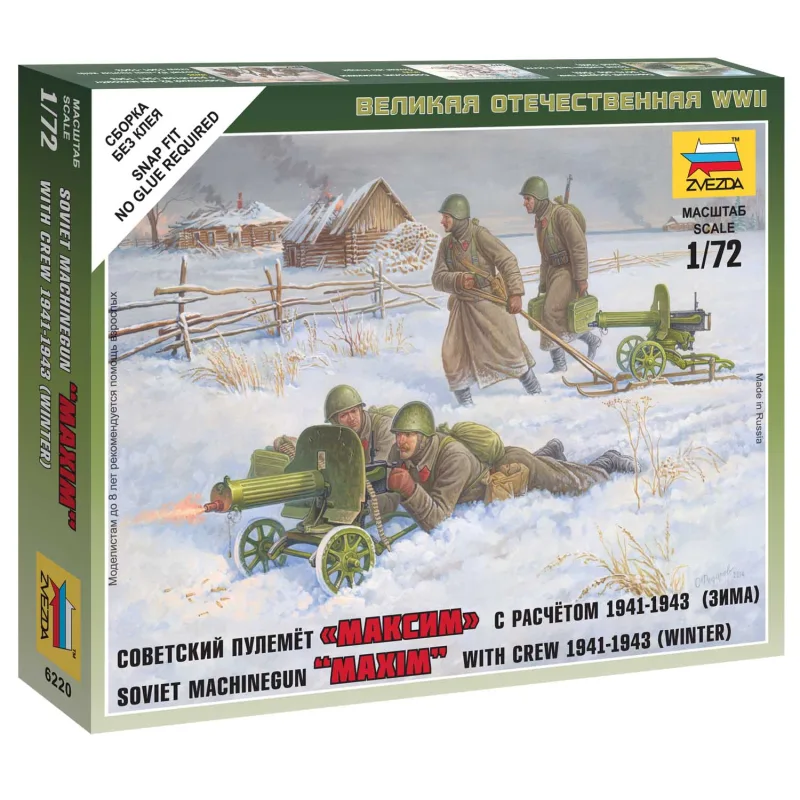Zvezda Wargames (WWII) figúrky 6220 - Soviet Machine-gun with Crew (Winter Uniform) (1:72)