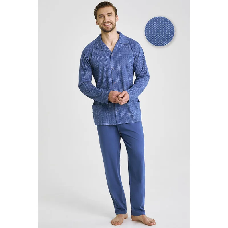 Pánske pyžamo Derek modré dlhé 5XL