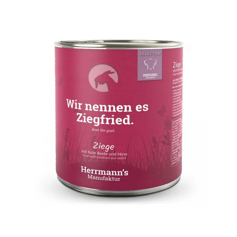 Herrmanns Kozie mäso s červenou repou a pšenom, konzerva 6x 800 g