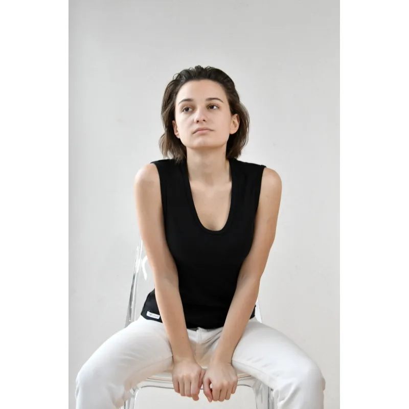 Dámsky funkčný top TERMOintima s prírodným vláknom - S, čierna