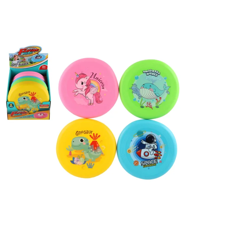 Teddies Lietajúci/hádzací tanier silikón 18cm 4 farby 8ks v boxe