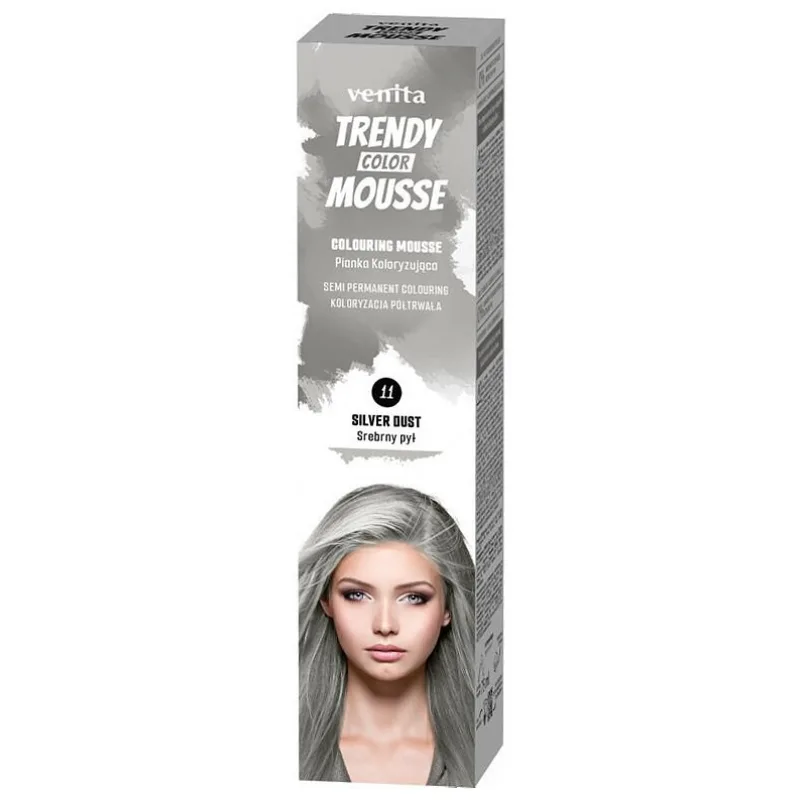 VENITA Trendy Color Mousse 11 SILVER DUST - farebné penové tužidlo 75ml - strieborné