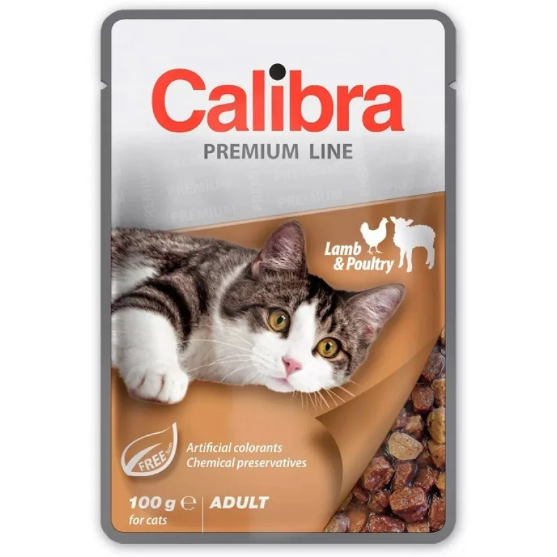 Calibra Premium cat Kapsička - Adult Jahňa & hydina v omáčke 24 x 100 g