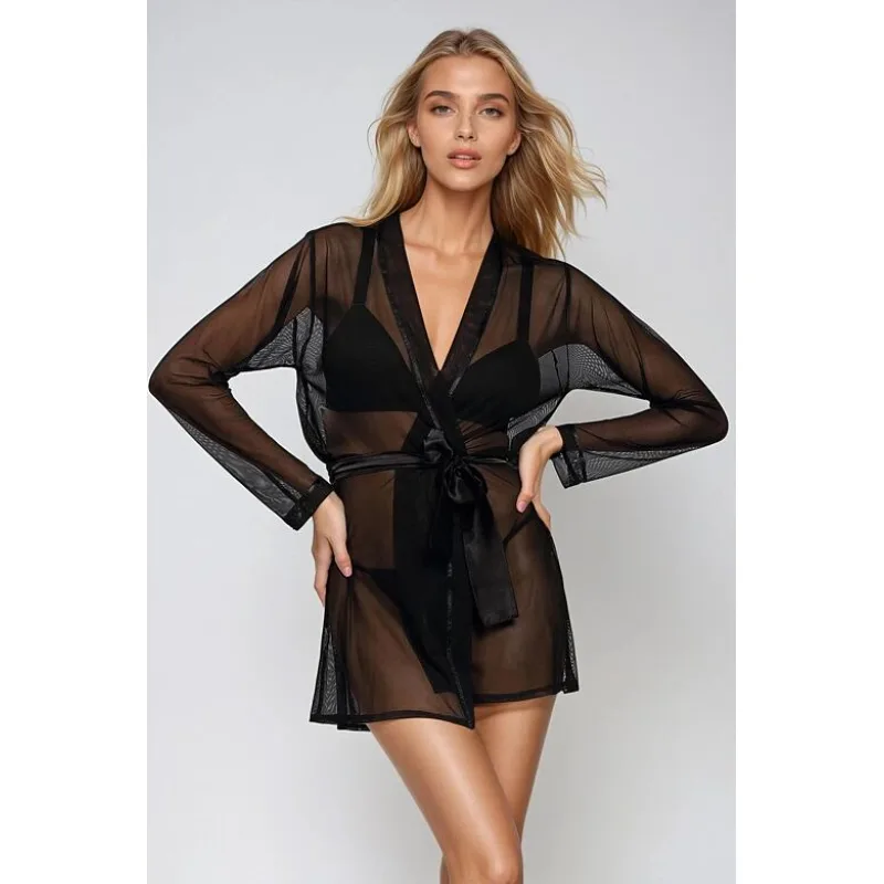 Tylový župan Aisha čierny XL