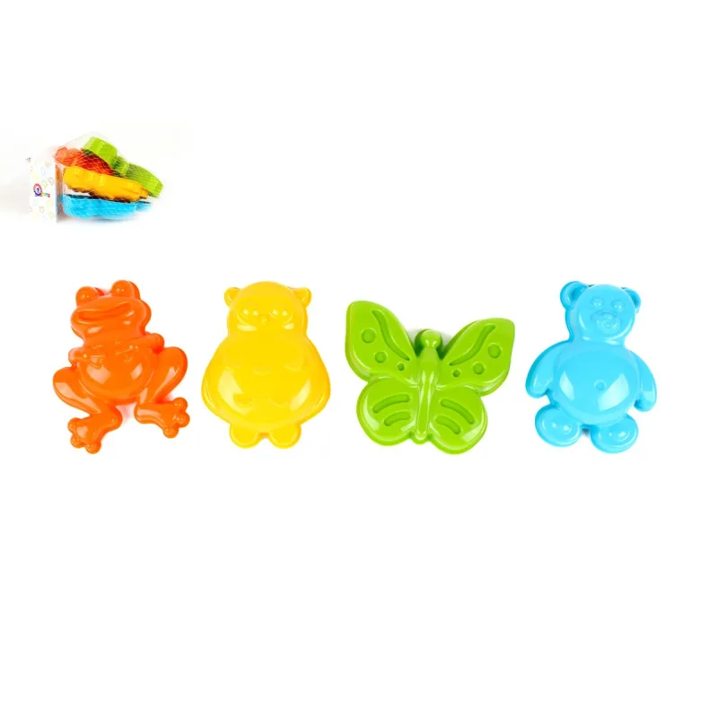 Teddies Formičky Bábovky na piesok plast zvieratká 3 druhy v sieťke 12x10x8cm 12m+