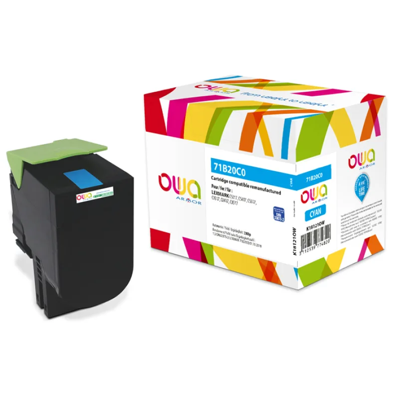 OWA Armor toner kompatibilní s LEXMARK 71B20C0, 2300st, modrá/cyan K18121OW