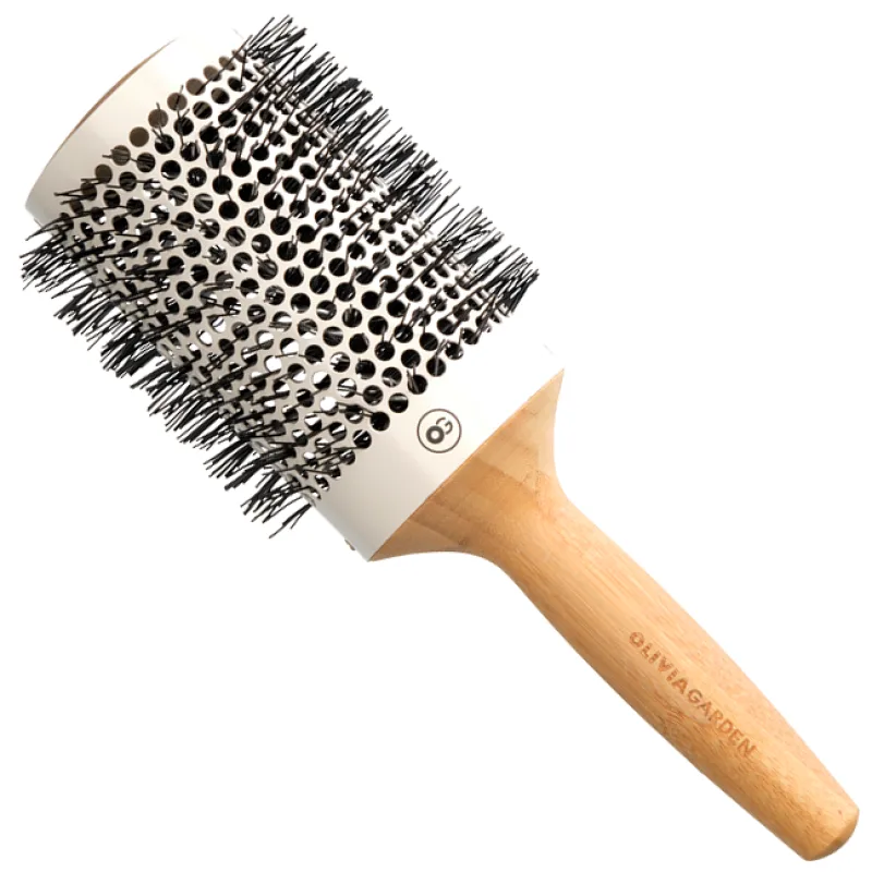 OLIVIA GARDEN Pro Cer Ionic HH-63 Keramická guľatá kefa na vlasy s bambusovou rukoväťou