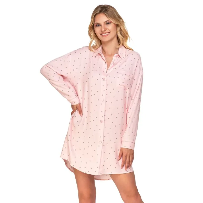 Nočná košeľa Viki ružová s bodkami XL