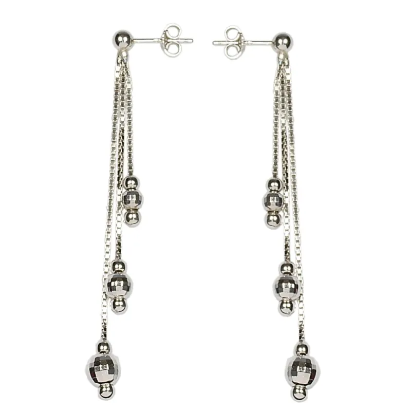 Strieborné visiace náušnice s guľôčkami