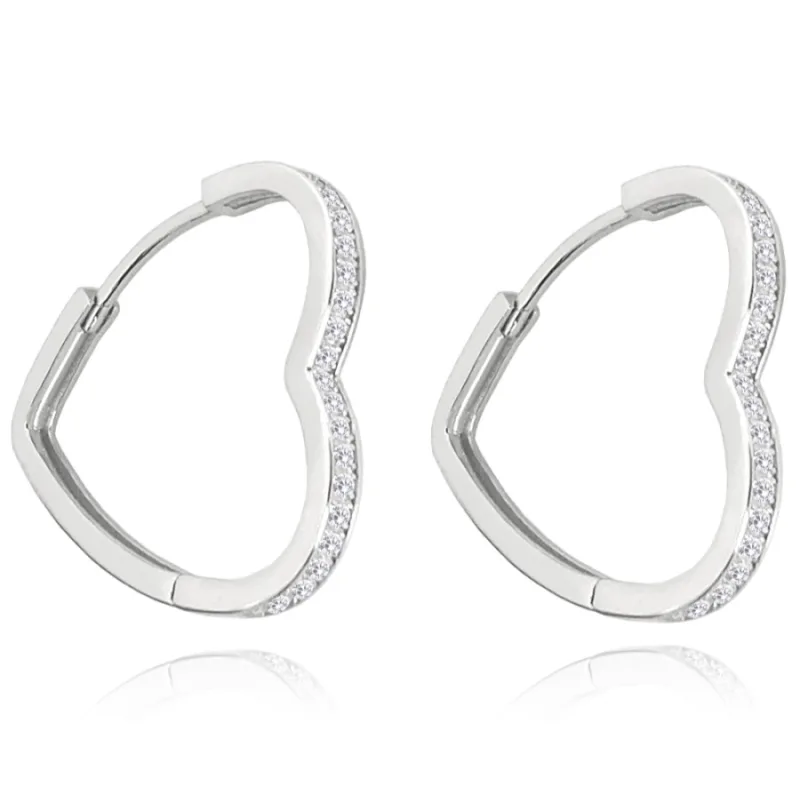 Strieborné náušnice srdiečka s bielymi zirkónmi MINET JMAN0393SE00