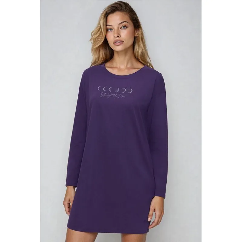 Bavlnená nočná košeľa Moon Nightdresses NDK LSL 04 fialová 4XL