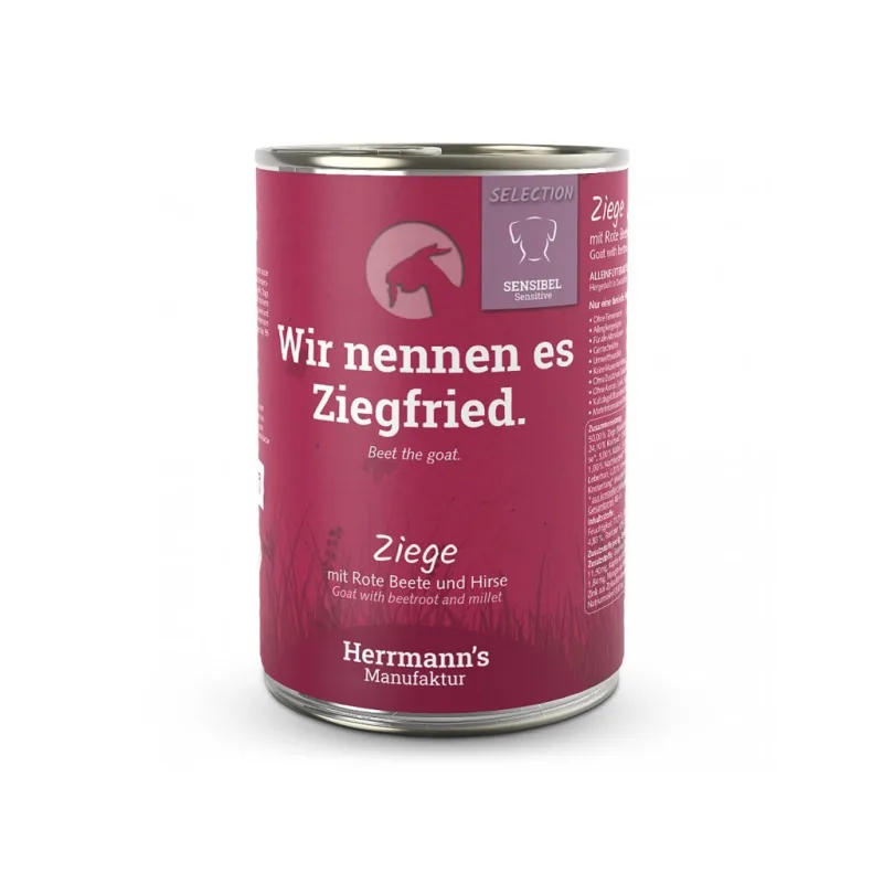 Herrmanns Kozie mäso s červenou repou a pšenom, konzerva 400 g
