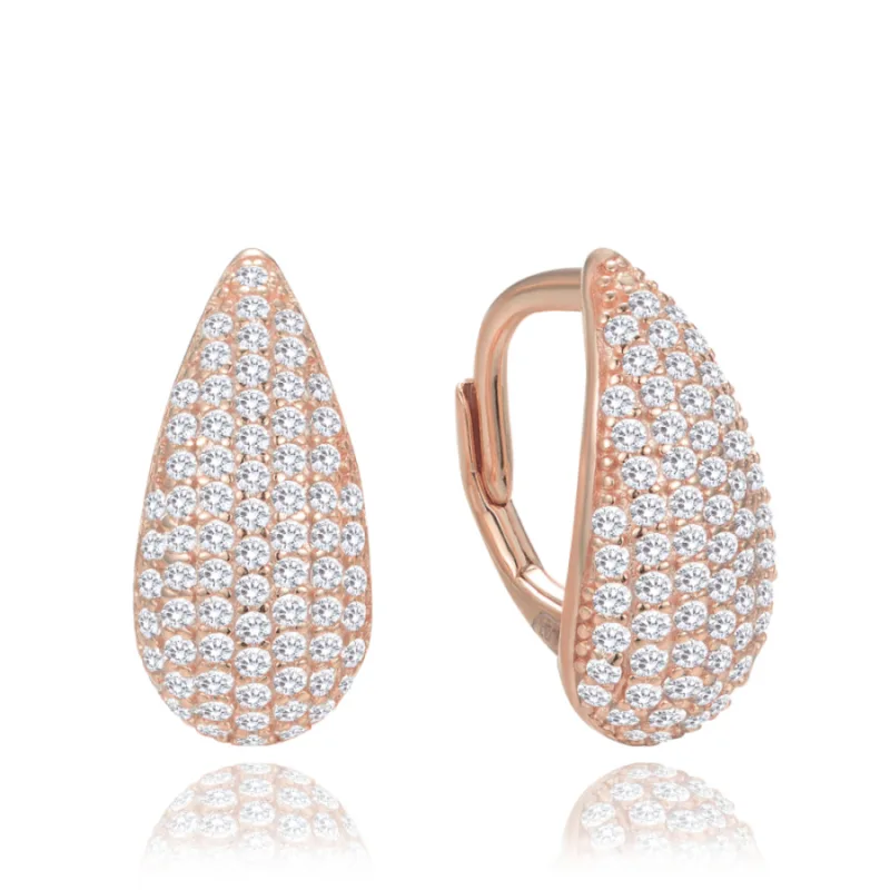Ružové zlato Strieborné náušnice s bielymi zirkónmi MINET JMAN0565YE00