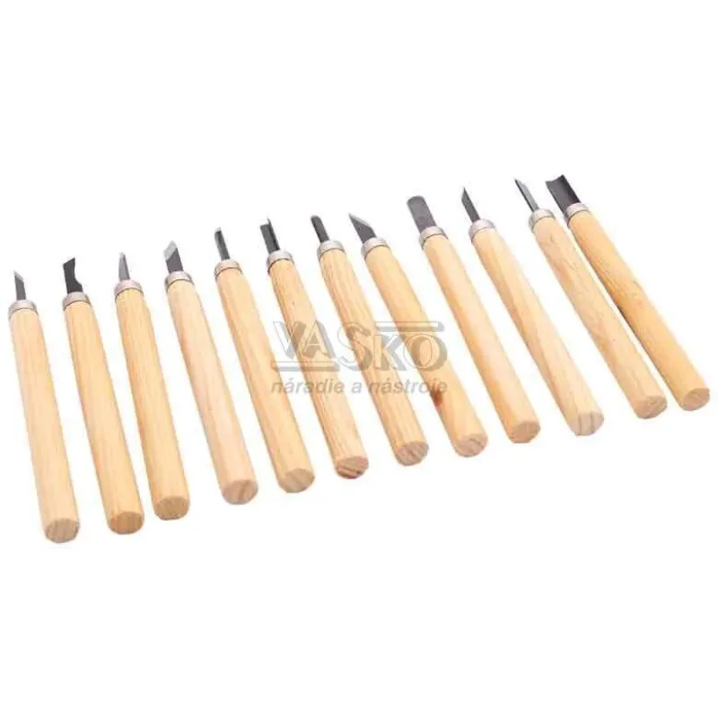 Sada rezbárskych dlát 12-dielna s drevenou rukoväťou na drážkovanie