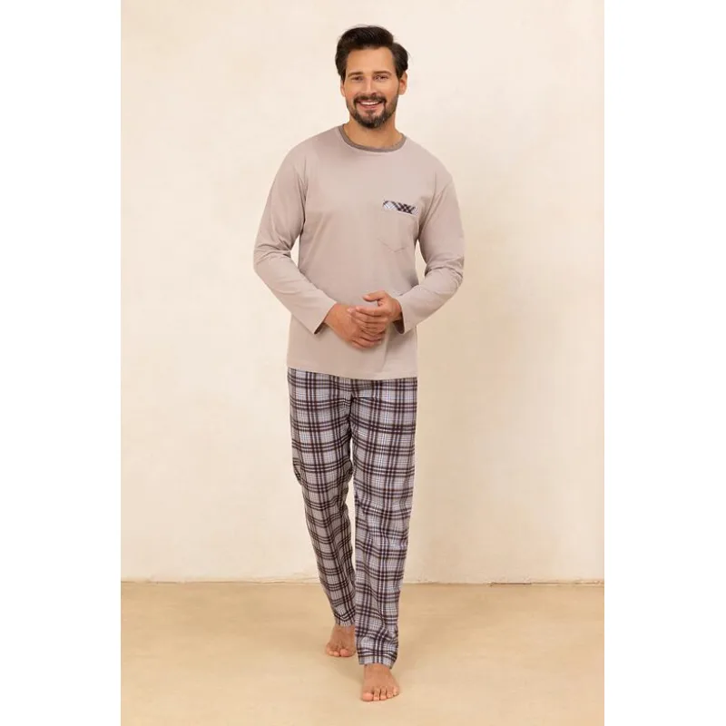 Pánske pyžamo Rudolfo hnedé dlhé XXL