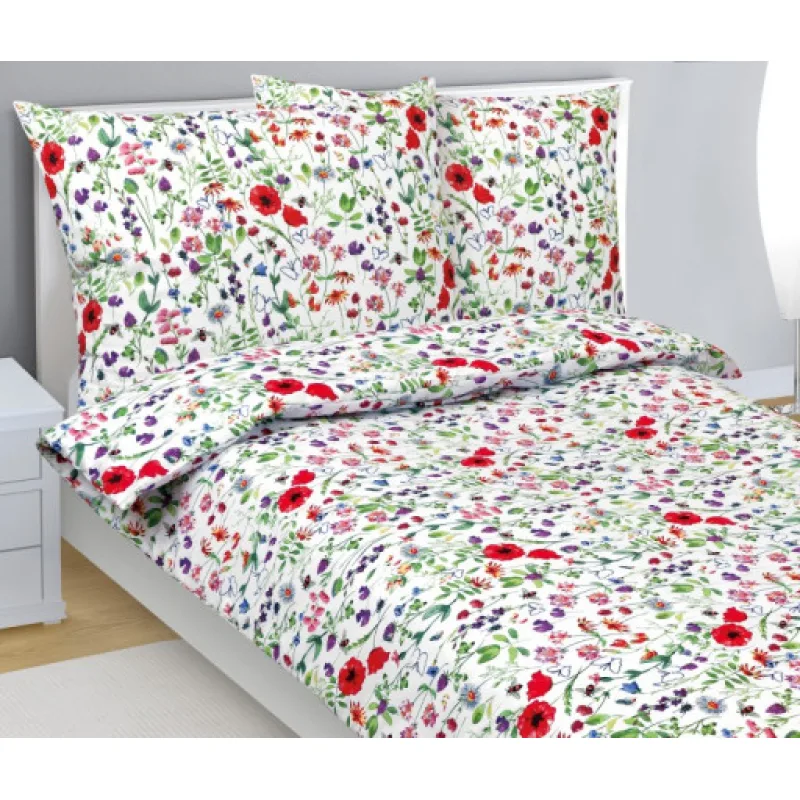 Bellatex Povlečení bavlna, Vlčí máky červené, modré - 140x200, 70x90cm