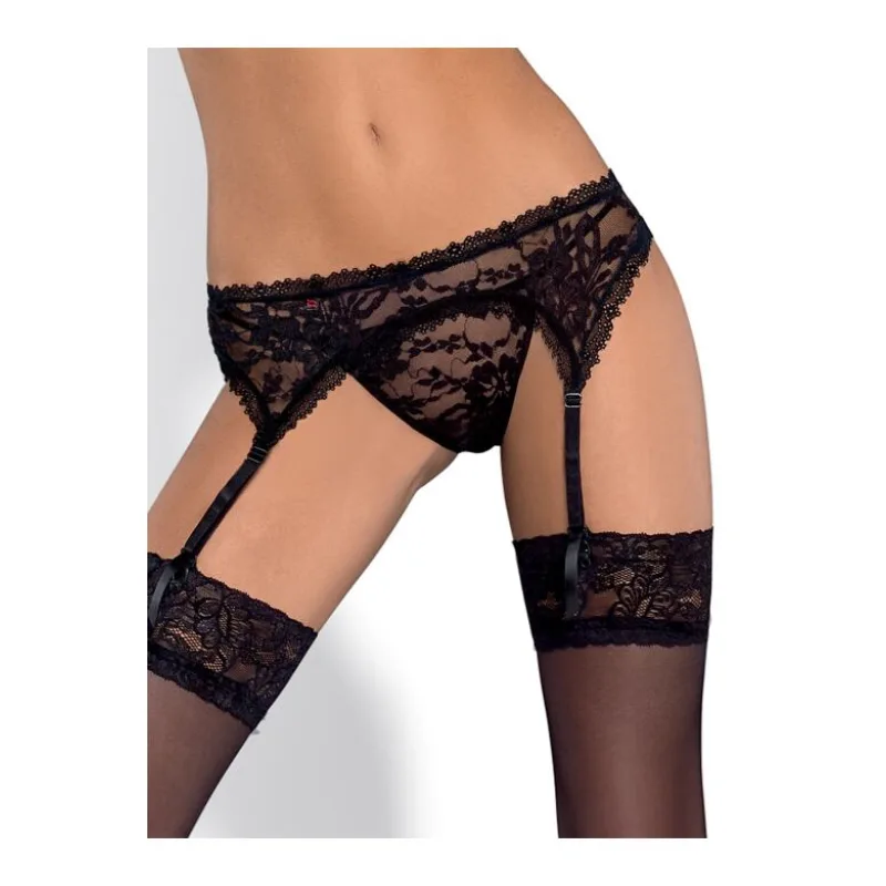 Podväzkový pás a tangá Catia čierne L/XL