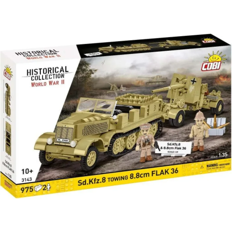 Cobi 3143 II WW Sd. Kfz. 8 táhnoucí 8,8 cm Flak 36, 1:35, 975 k, 2 f
