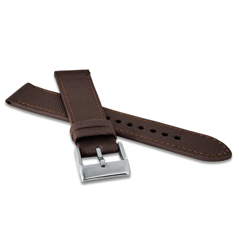 Hnedý remienok na hodinky z nylonu a luxusnej kože Top Grain Leather - 20 LAVVU LSABC20