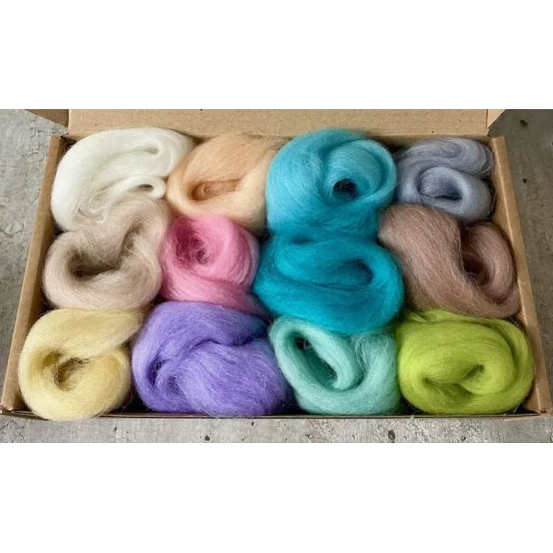 Ovčie rúno česané - sada pastelový mix 50g