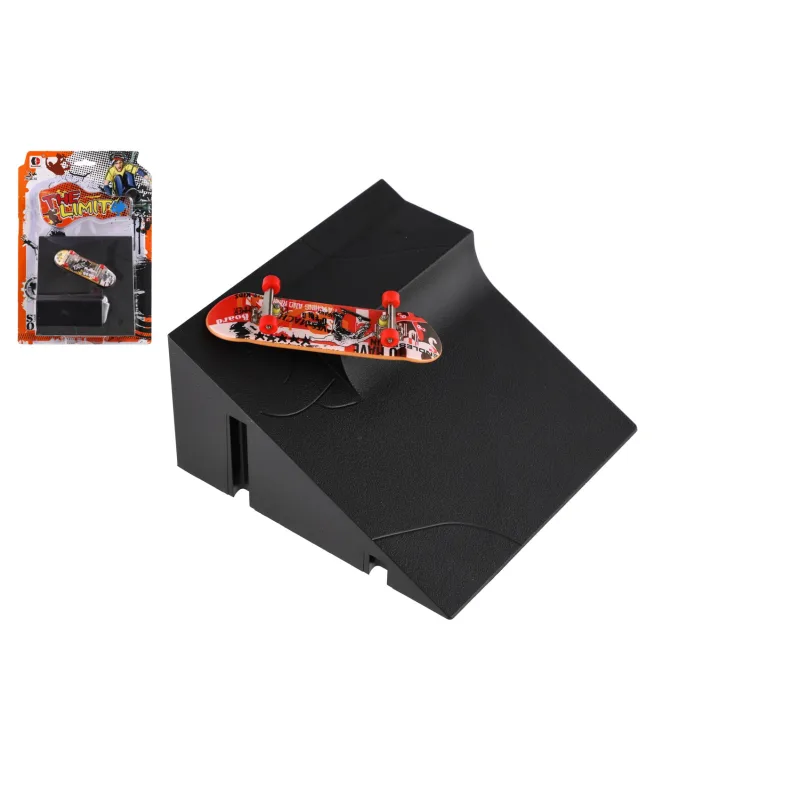 Teddies Skateboard prstový skrutkovací s rampou plast mix druhov na karte 20x29x7cm