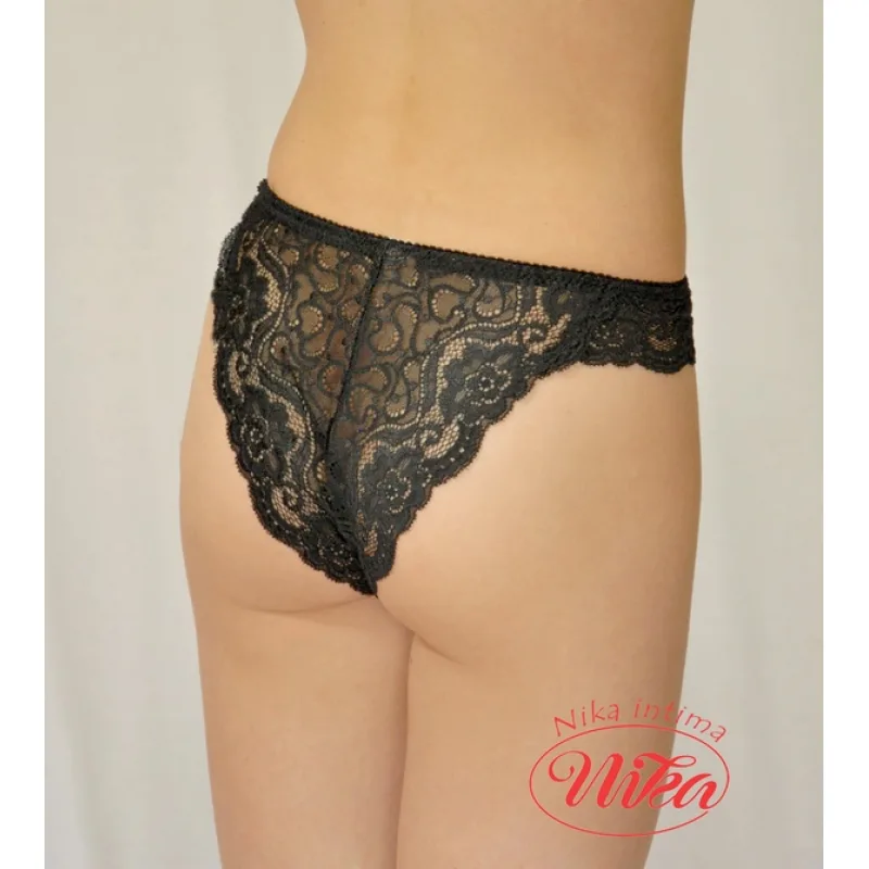 Čipkované nohavičky Brazilky - XL, čierna
