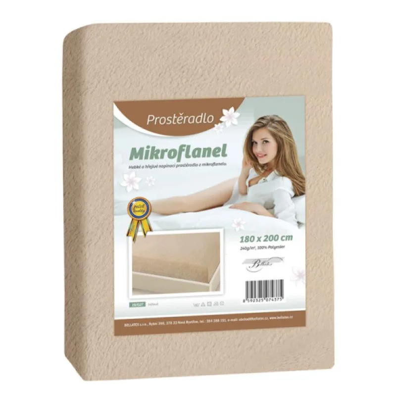 Bellatex Prostěradlo Mikroflanel - béžová - 90x200 cm
