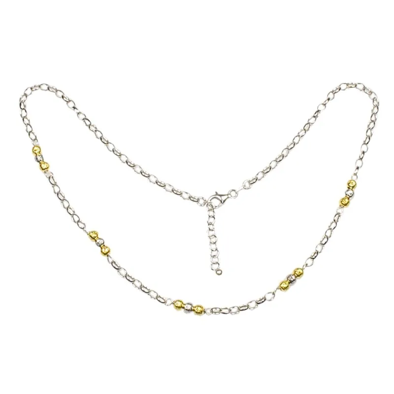 Strieborný náhrdelník so zlátenými guľôčkami dĺžka náhrdelníka 43cm