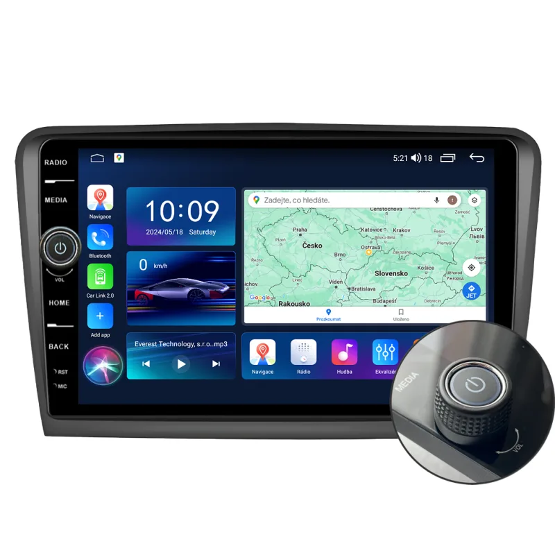 Everest 2DIN autorádio EVE04 Android, Škoda Superb II B335