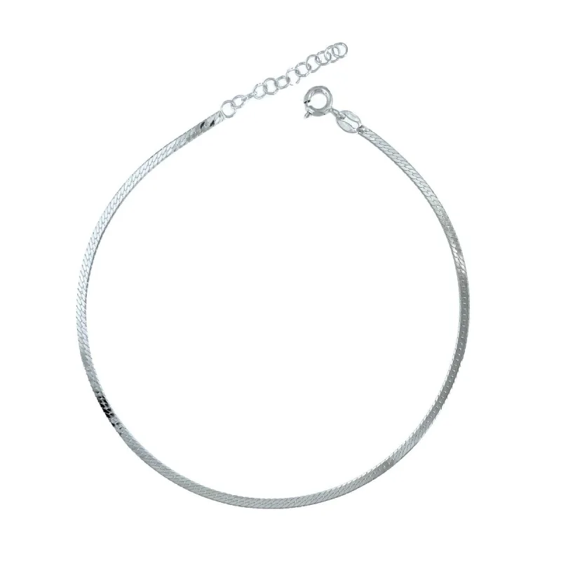 Strieborná retiazka na nohu plochý hádok