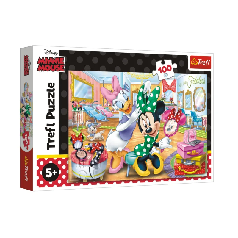 Trefl Puzzle Minnie Disney v salóne krásy 41x27,5cm 100 dielikov v krabici 29x19x4cm
