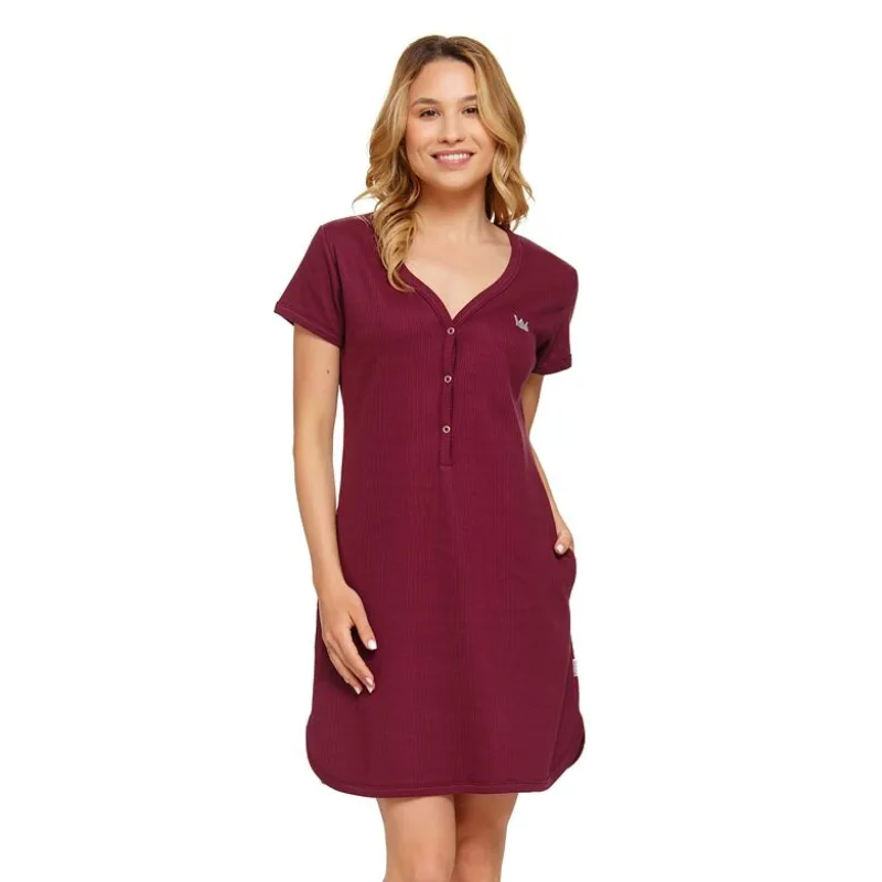 Nočná košeľa Sangria vínová s korunkou L