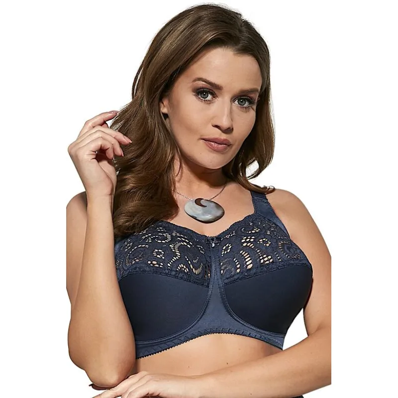 Nevystužená podprsenka s čipkou 583 tmavo sivá 85E