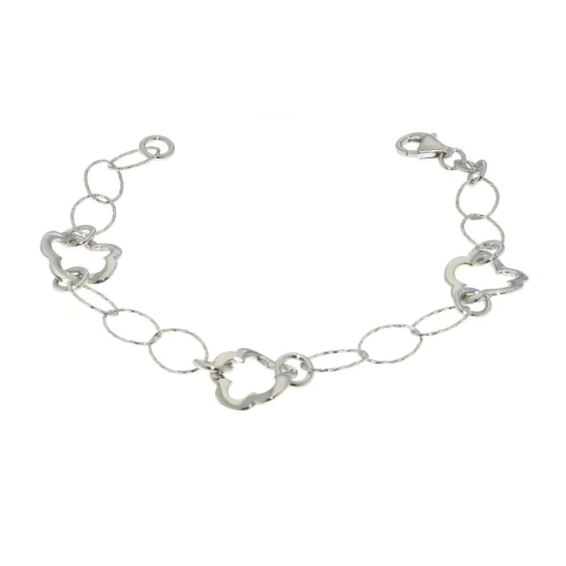 Strieborný náramok s kvetinkami dĺžka náramku 19cm