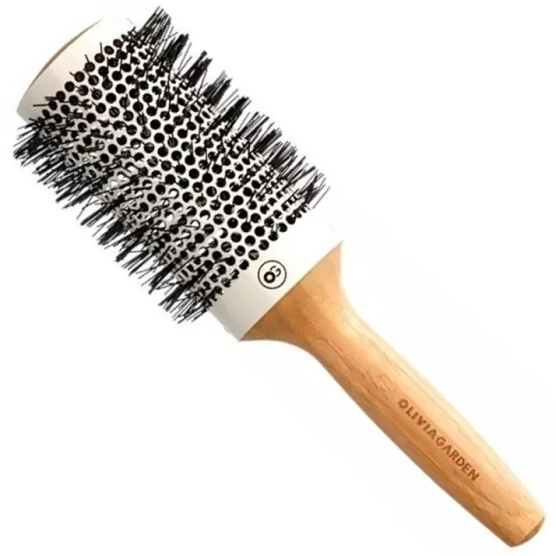 OLIVIA GARDEN Pro Cer Ionic HH-53 Keramická guľatá kefa na vlasy s bambusovou rukoväťou