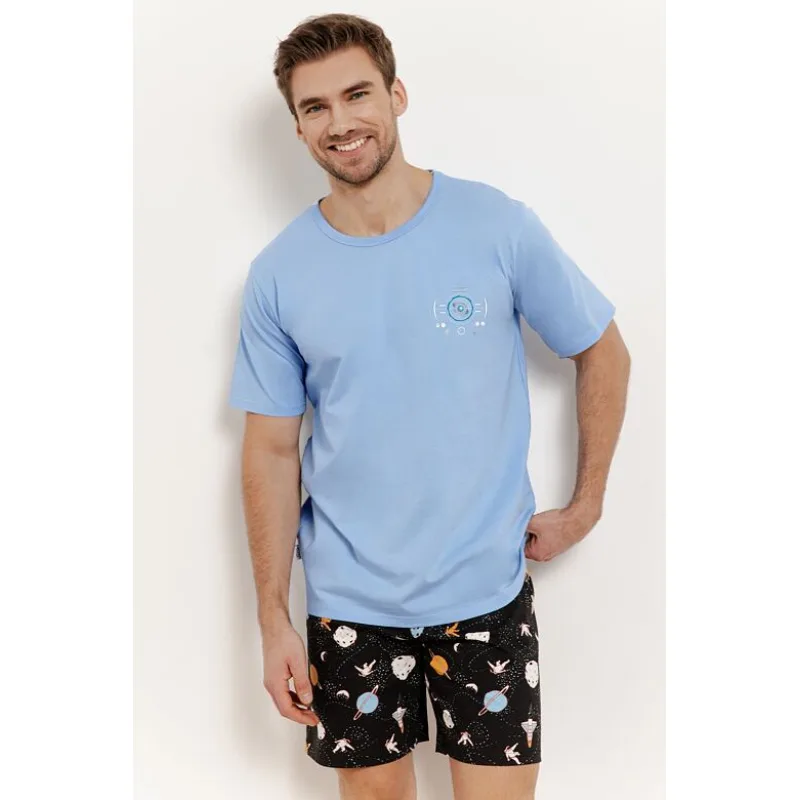 Pánske pyžamo Spencer modré s planétami L