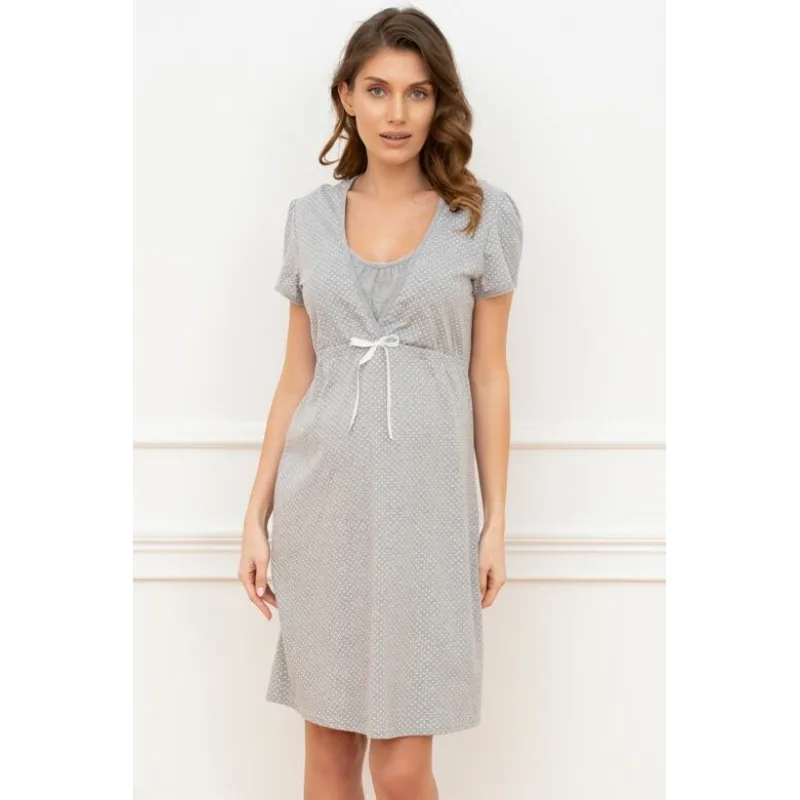 Bavlnená tehotenská nočná košeľa Alena sivá S