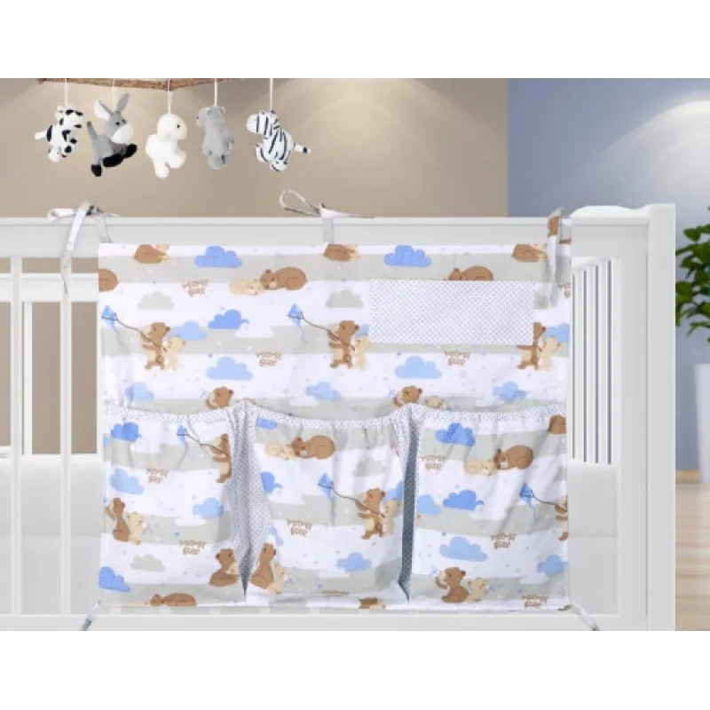 Bellatex Kapsář na dětskou postýlku, Medvídci - sv.modrá - 65x55 cm