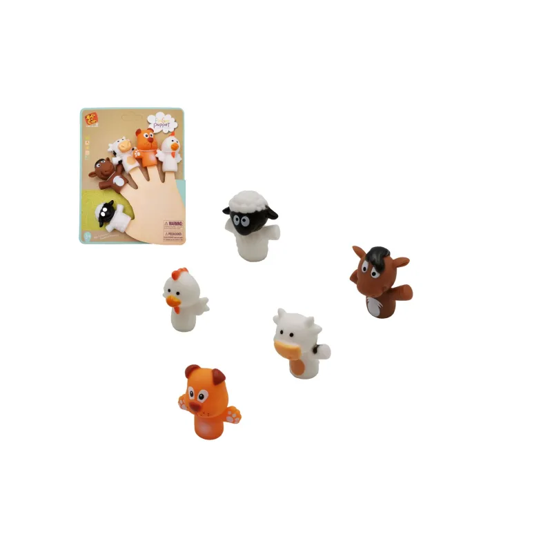 Teddies Maňuška prstová zvieratko domáca farma guma 5cm na karte 16x20,5cm