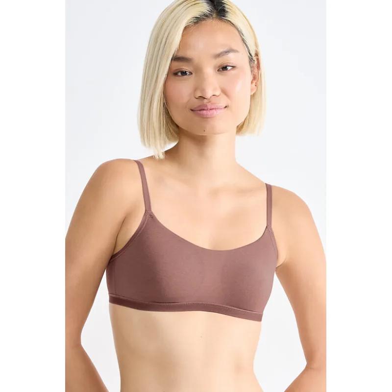 Soft podprsenka organic GO Daily Cotton TOP bez zapínania hnedá M