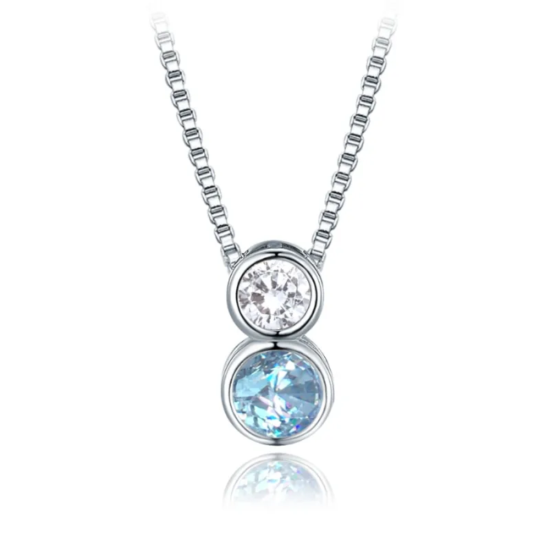 Elegantný strieborný náhrdelník s bielym a modrým zirkónom MINET JMAS0256AN45