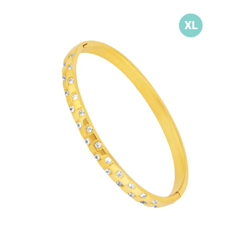 Pevný pozlátený náramok z chirurgickej ocele s kameňmi XL JVD JGB19GXL